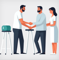Illustration of a person welcoming another