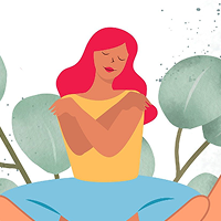 Illustration of a lady sitting and being mindful